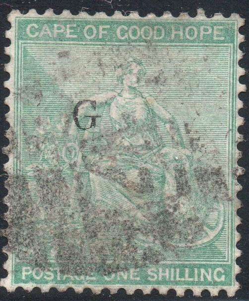 Griqualand West SG28 1/- GREEN - VFU with o/p type 17 - VFU