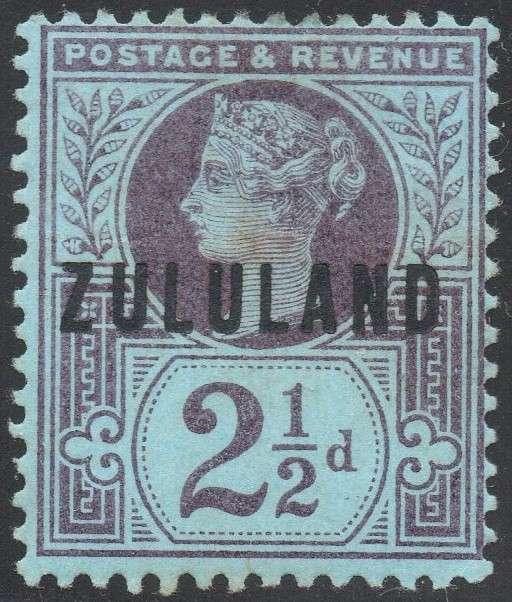 ZULULAND 1888-93 SACC4 2½d PURPLE ON BLUISH PAPER MM CV R1000