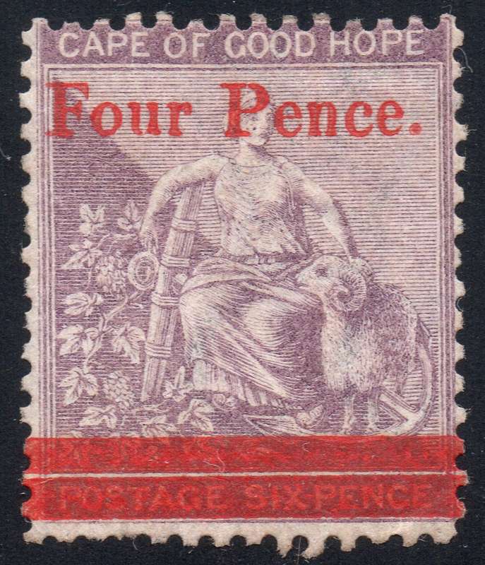 Cape of Good Hope 1868 : SACC22 : 4d on 6d DEEP LILAC VERY FINE MNG CV R14000