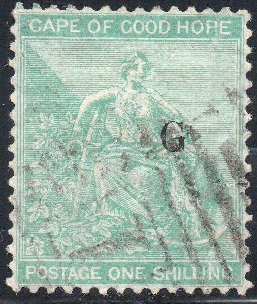 Griqualand West SG28 1/- GREEN - VFU with o/p type 17 - VFU