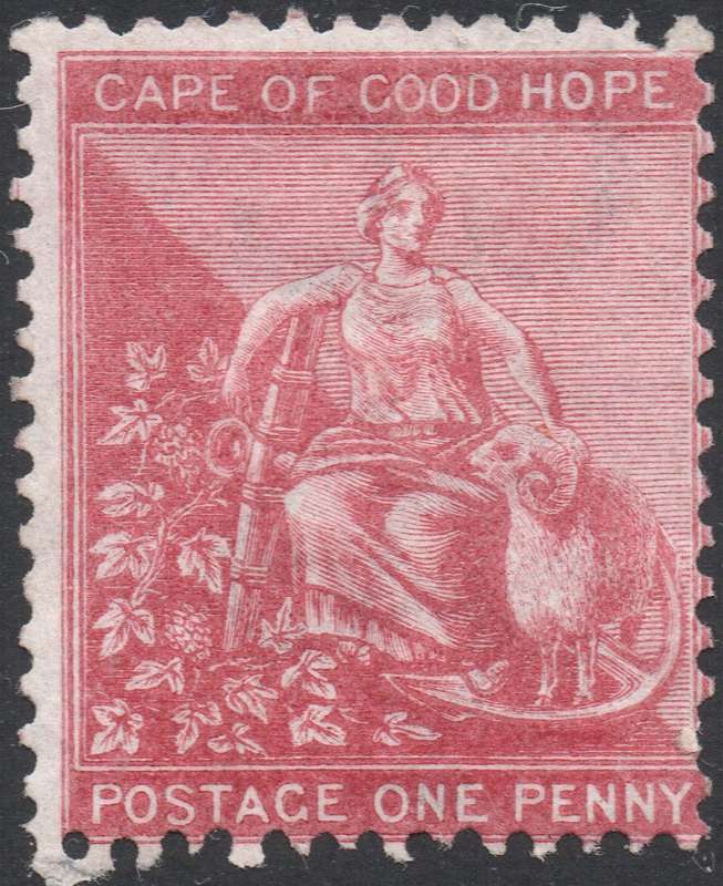Cape of Good hope 1864-77 SACC18b 1d Carmine WITH INVERTED WATERMARK - MM - CV R15000