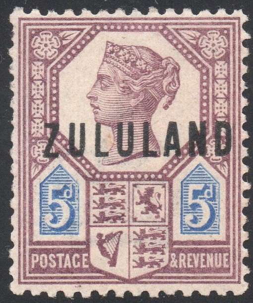 Zululand - 1893 SACC7 5d Dull Purple and Blue MM CV R2000