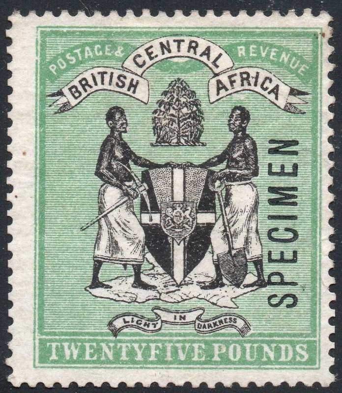 B.C.A. / NYASALAND 1896 SG42s £25 BLACK & GREEN - MM - CV £500