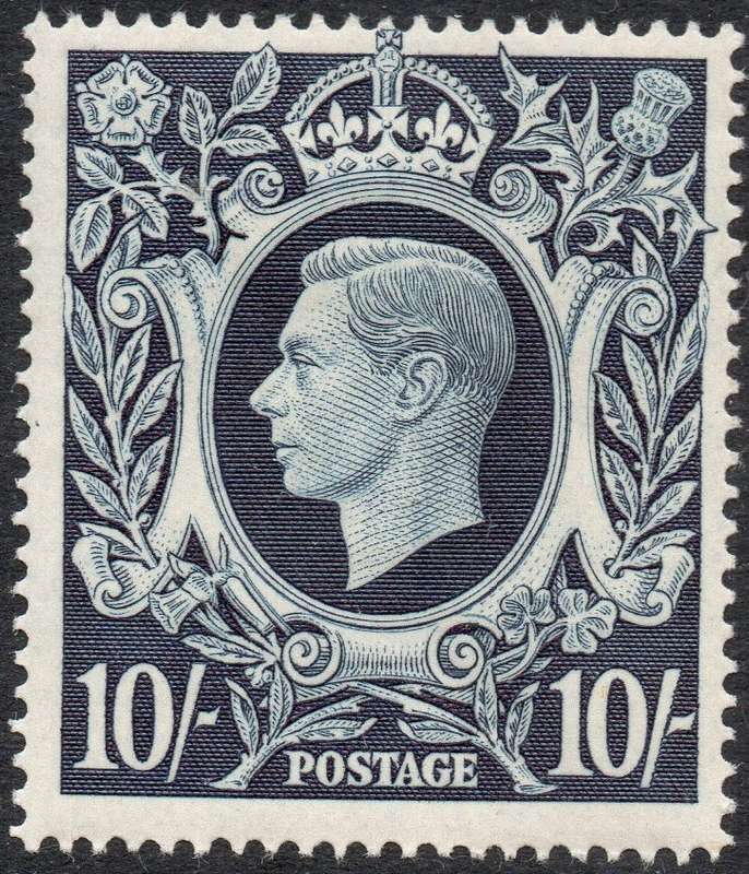 GREAT BRITAIN 1939 SG478 10/- DARK BLUE MM CV £260(2017)