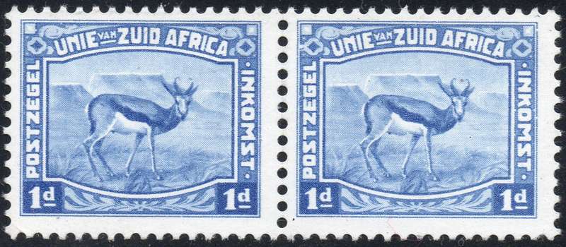 Union of SA - 1d Blue Harrison essay pair on ungummed, unwatermarked paper(unhinged) - SEE BELOW