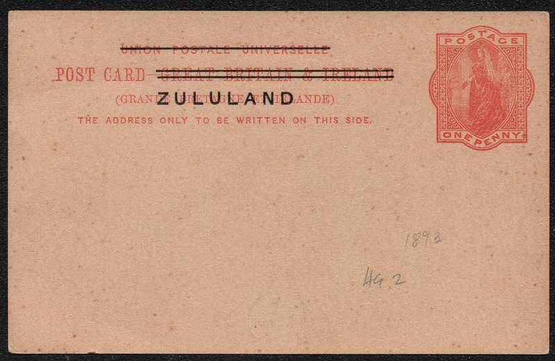 ZULULAND 1893 - OVERPRINTED 1d ZULUAND POSTCARD  - UNUSED - SCARCE - SEE SCANS