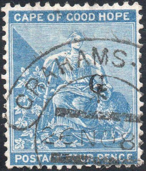 Griqualand West 4th PRINTING SG26 4d Deep Blue with overprint type 17 - VFU