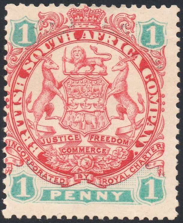 B.S.A.C/Rhodesia SACC29 1d Scarlet & Emerald -  LMM CV R1000