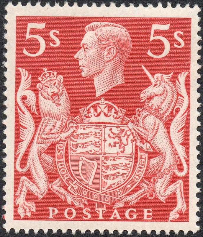 GREAT BRITAIN 1939 SG477 5/- RED VLMM CV £20(2017)