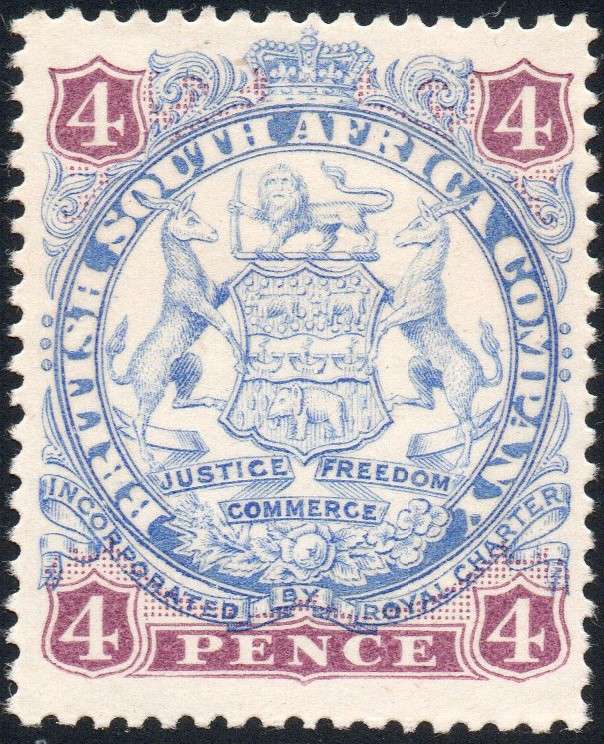 B.S.A.C/Rhodesia SACC32 4d Ultramarine & Mauve -  LMM CV R1400