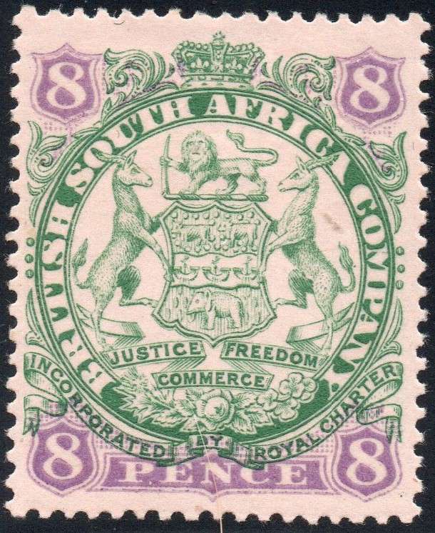 B.S.A.C/Rhodesia SACC34 8d Green & Mauve/Buff -  MM CV R450