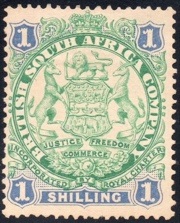 B.S.A.C/Rhodesia SACC35 1/- Green & Blue -  MM CV R750
