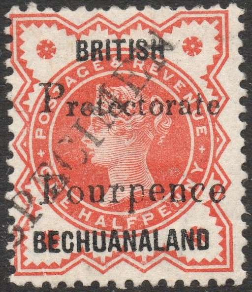 BRITISH BECUANALAND 1889 SACC51s 4d on ½d VERMILLION IN BLACK ''SPECIMEN'' - MM