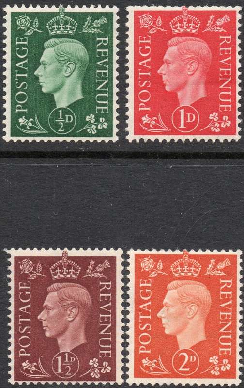 GREAT BRITAIN 1937-8 SG462a-SG465a ½d-2d WITH SIDEWAYS WATERMARK - MM CV £97(2017)