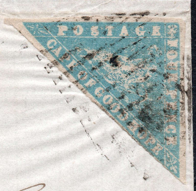 CAPE OF GOOD HOPE 1861 - LOCAL COVER TIED WITH 4d WOODBLOCK(PALE MILKY BLUE)  - RARE(see below)