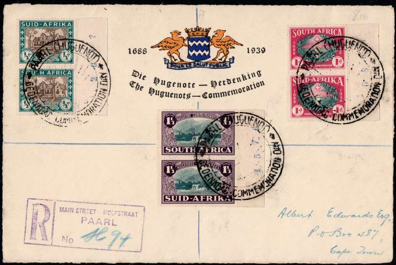 UNION OF SOUTH AFRICA 1939 (17 JULY) SACC81-83 COVER FRONT - CV R550+ - SEE SCANS