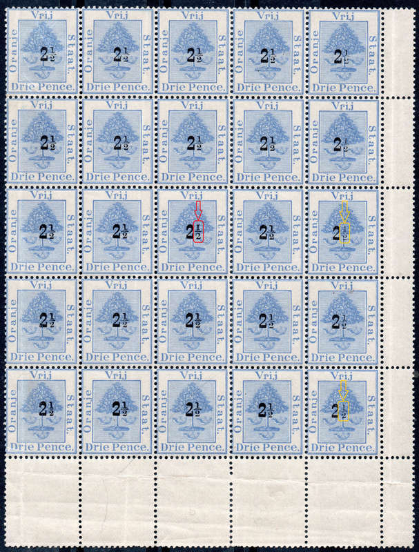 OFS 1896 SACC46 / 46a - 2½d on 3d ULTRAMARINE BO25 - UM - SEE SCANS