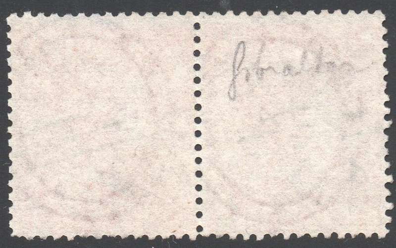 GREAT BRITAIN 1865 SG94 4d VERMILLION PAIR(PLATE 12) USED IN GIBRALTAR - VFU CV £150+(2017)