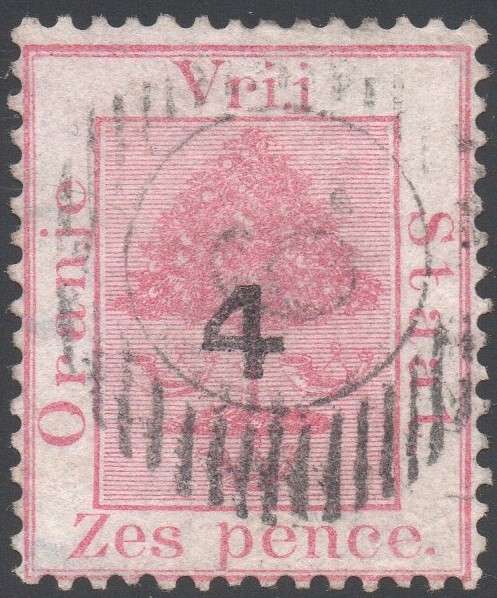 OFS 1877 SG12 4d on 6d ROSE , O/P TYPE ``(c)`` - VFU