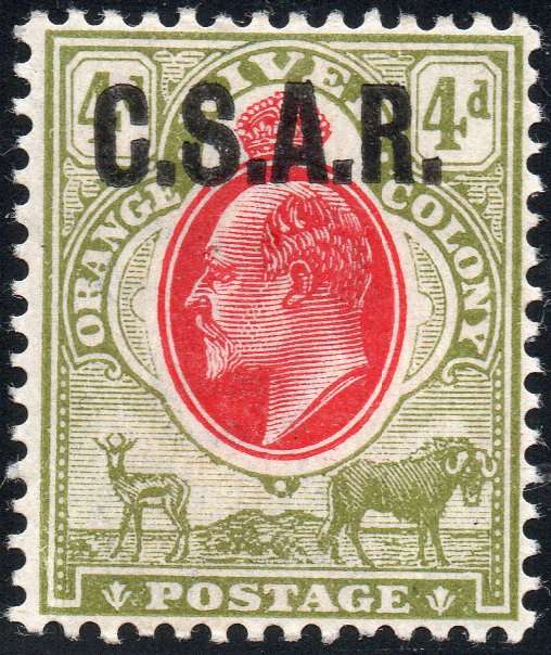 OFS / ORC 1905 SG R05 RAILWAY OFFICIAL STAMP - 4d SCARLET and SAGE - GREEN LMM CV £375(2017)