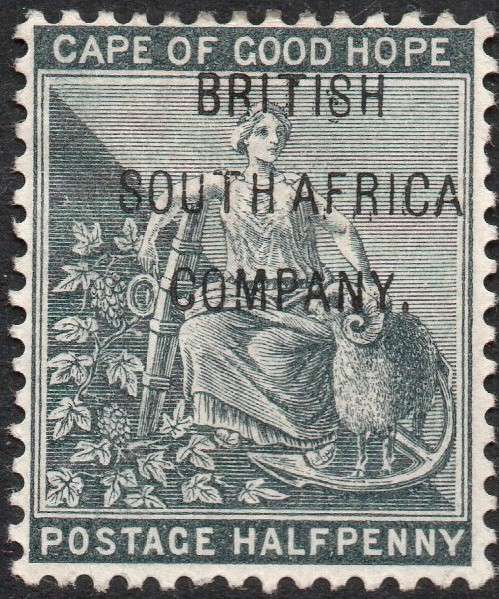 B.S.A.C. / Rhodesia 1896 SG58 ½d GREY-BLACK MM CV £19(2017)