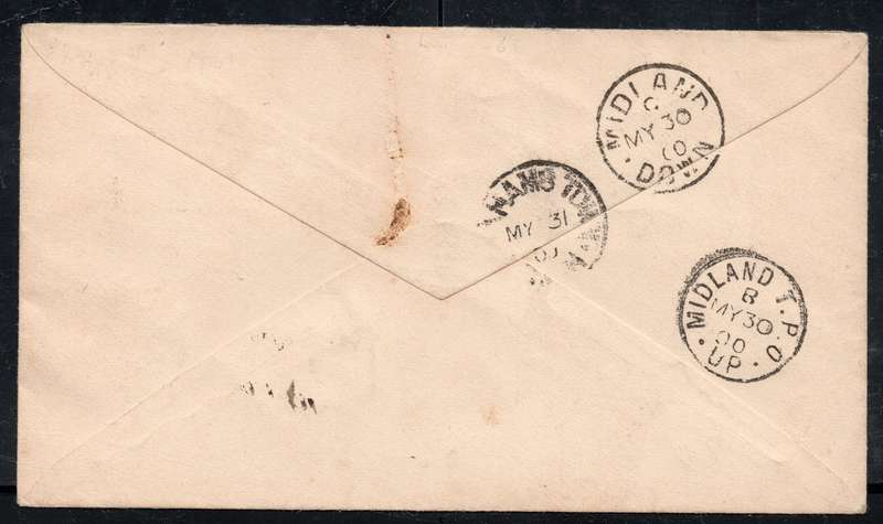 OFS MULTICOLOUED INTERNAL COVER BLOEMFONTEIN TO GRAHAMSTOWN SENT 28 MAY, ARRIVAL 30 MAY 1900