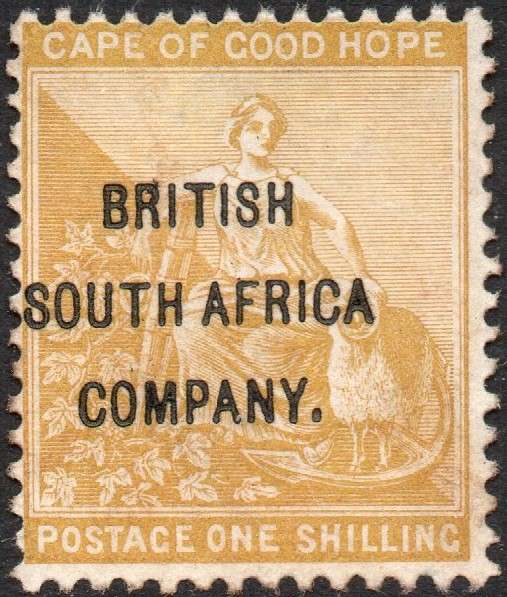 B.S.A.C. / Rhodesia 1896 SG64 1/- YELLOW-OCHRE MM CV £150(2017)