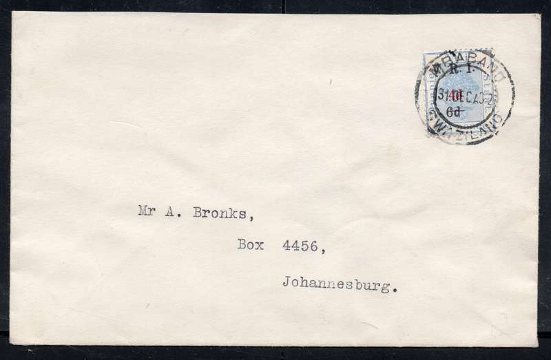 OFS - COVER SENT MBABANE TO JOHANNESBURG 31 DEC 32 TIED WITH OFS SACC81 - SCARCE