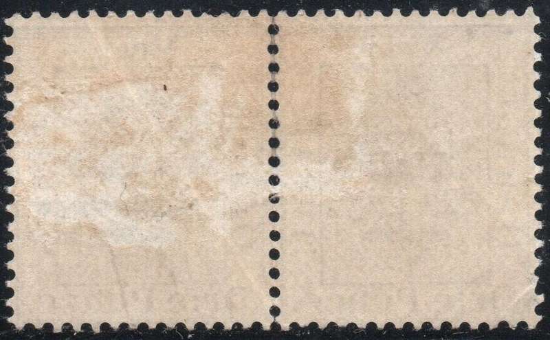 OFS 1896 ½d ON 3d ULTRAMARINE PAIR, LEFT STAPM WITH ''Peuny'' VARIETY - MM CV R1810