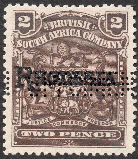 B.S.A.C. / Rhodesia 1909 SG98s 2d BROWN ''SPECIMEN'' MNG