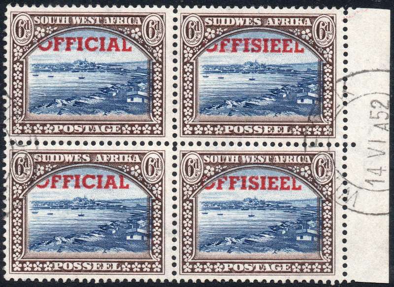 SWA 1951-2 SACC27 / 27a : 6d BLUE & BROWN BO4 - SUPERB USED - 1 PAIR TRANSPOSED O/P