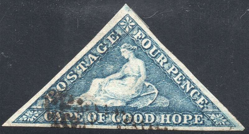 CAPE OF GOOD HOPE 1864 SACC15aa 4d STEEL BLUE WITH SIDEWAYS WATERMARK - SUPERB USED - CV R13000