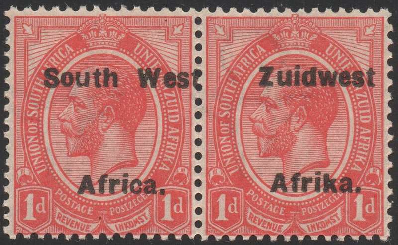 SWA 1924 TYPE VI SACC41 1d RED BILINGUAL PAIR UM CV R180