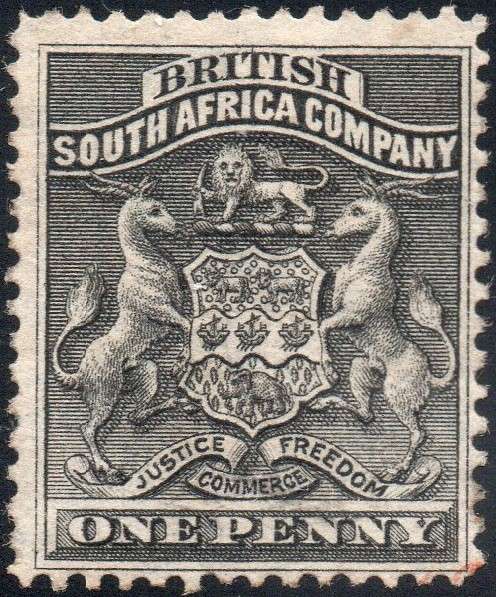 B.S.A.C. / Rhodesia 1892 SG1 1 BLACK - CV £17(2017)