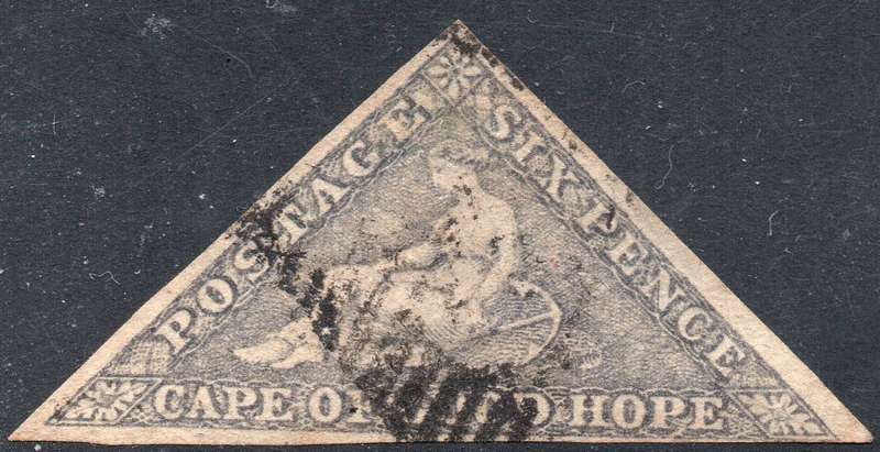 Cape of Good Hope : 1863-64 SACC7c : 6d SLATE LILAC - VFU - CV R20000