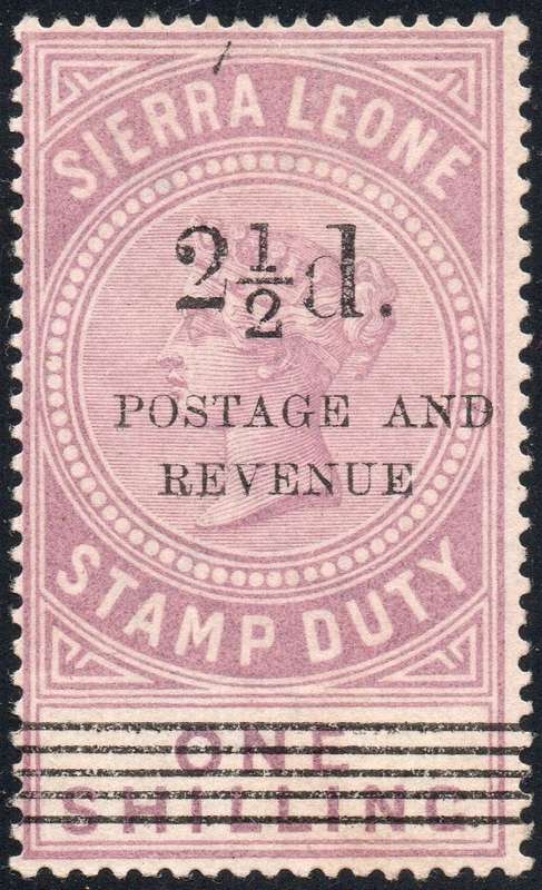 SIERRA LEONE 1897 SG65 2½d on 1/- DULL LILAC - UNUSED - CV £950 (2017)
