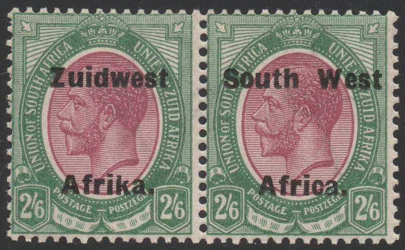 SWA 1924 TYPE VI SACC48 2s6d PURPLE & GREEN BILINGUAL PAIR - UM - CV R3000
