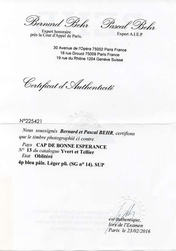 Cape of Good Hope 1861 SACC10a 4d (BRIGHT) GREYISH BLUE WOODBLOCK - VFU - CERTIFICATE - CV R65000