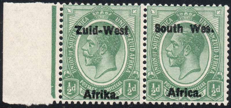 SWA 1923 SACC1La : ½d GREEN, SHINY BLACK O/P WITH ''Wes.'' for ''West''  UM CV R34500