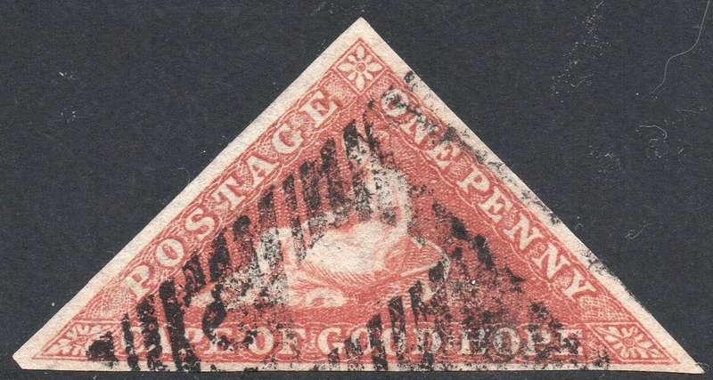 CAPE OF GOOD HOPE 1853 SACC3a 1d BROWN-RED - VERY FINE USED - CV R13000