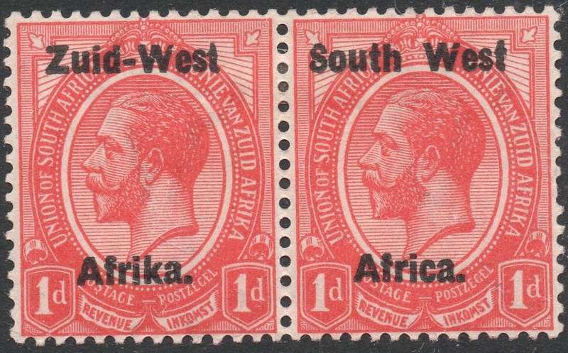 SWA 1923 TYPE I SACC2 1d RED BILINGUAL PAIR MM CV R150