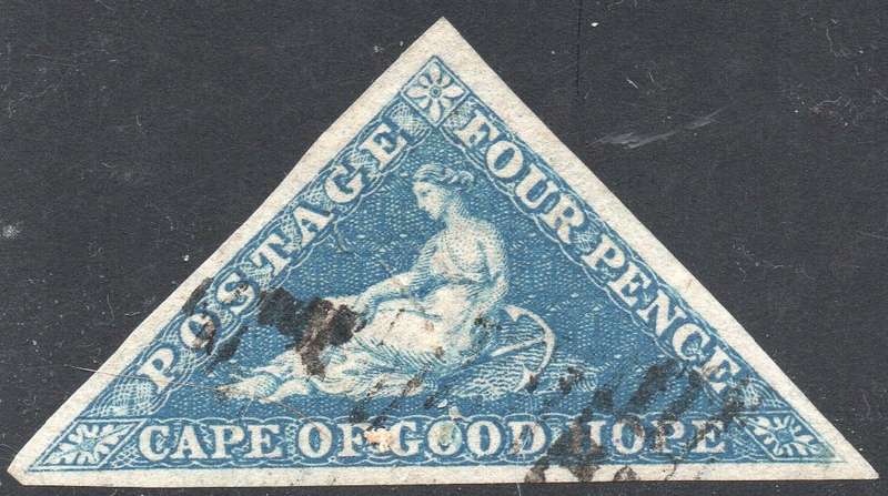 CAPE OF GOOD HOPE 1853 SACC4a - 4d BLUE(SLIGHTLY BLUED PAPER) - VFU - CV R3500 - (SG £200)-SEE SCANS