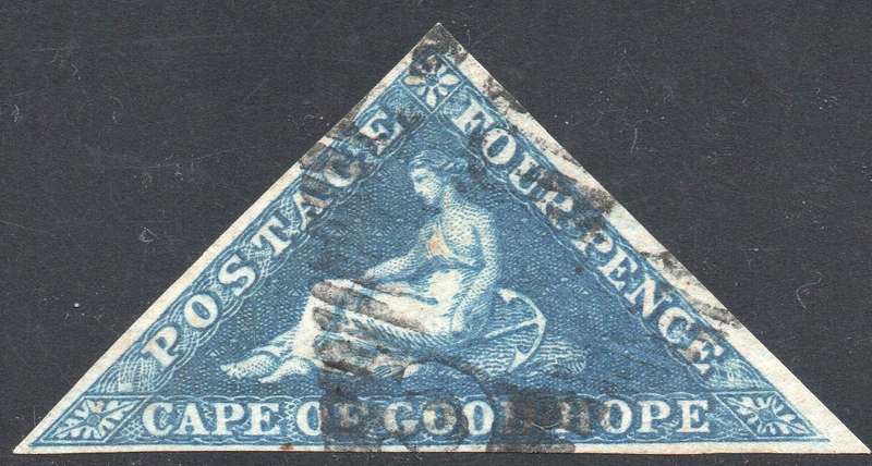 CAPE OF GOOD HOPE 1855-8 : SACC6a - 4d BLUE(WHITE PAPER) - VFU - CV R1600 - (SG >£100) - SEE SCANS
