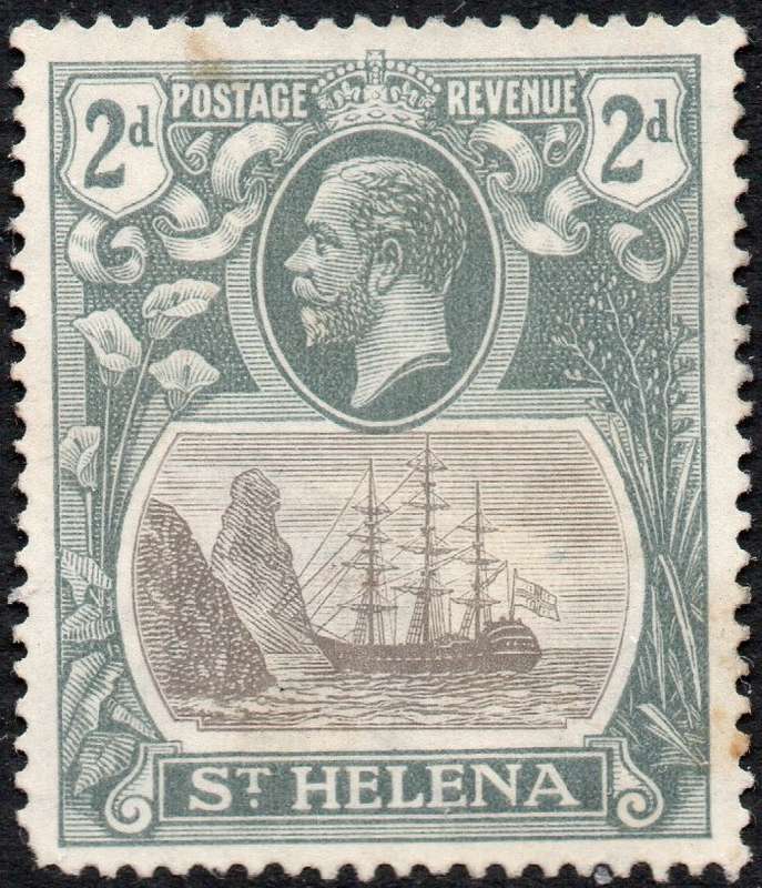 St. Helena 1923 SG100c 2d Grey and Slate with ''CLEFT ROCK'' VARIETY - UNUSED - CV £180(2017)