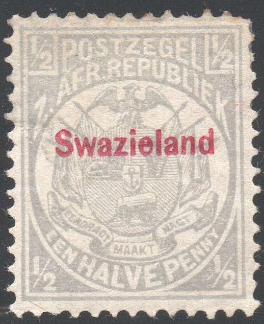 SWAZILAND 1892 SACC9 ½d GREY - MM- CV R350