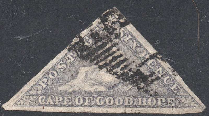 CAPE OF GOOD HOPE 1862 SACC7c - 6d SLATE LILAC - VFU - CV R20000 - SEE SCANS