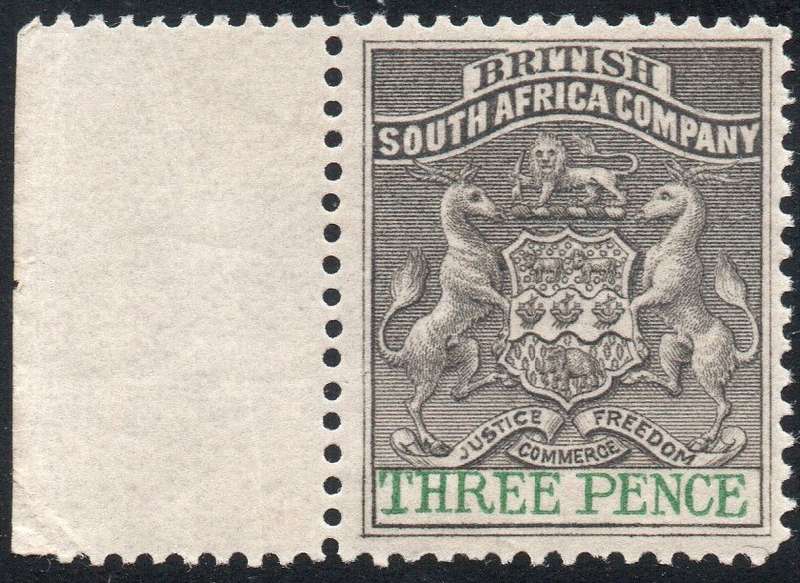 BSAC / Rhodesia : SACC21 3d GREYISH-BLACK & GREEN MARGINAL UM CV R600