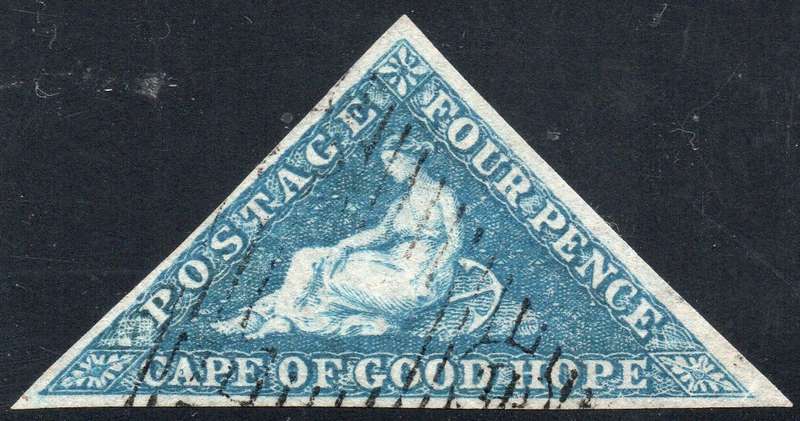 CAPE OF GOOD HOPE 1853 SG2 - 4d DEEP BLUE  - SUPERB USED  - CV £325 (R8000+) - SEE SCANS