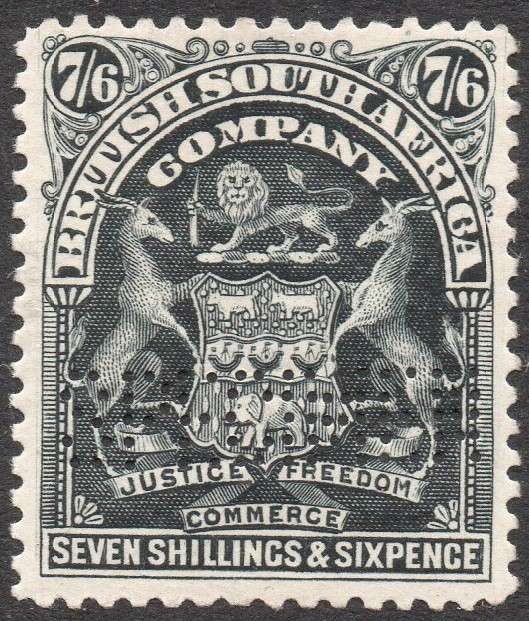 BSAC / Rhodesia - SG82s 7s6d Black ``SPECIMEN`` LMM CV £90(2017)