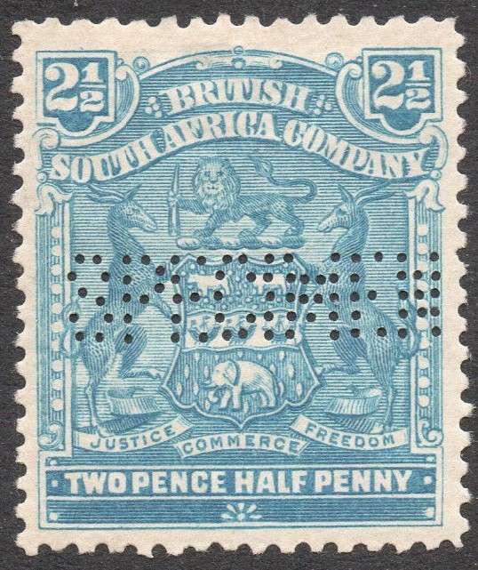 B.S.A.C. / Rhodesia 1909 SG72s 2½d PALE DULL BLUE ''SPECIMEN'' MM
